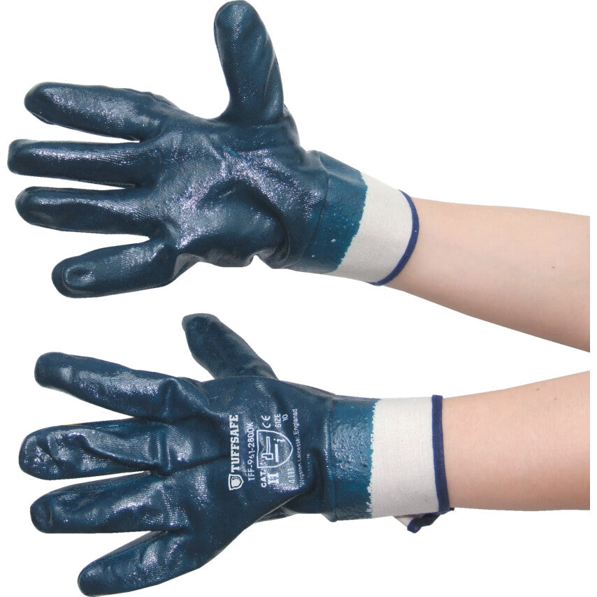 H/D NITRILE COATED S/C GLOVE BLUE SZ.10 รหัส TFF9612800K