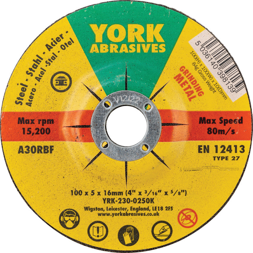 100x5x16 A30RBF DPC GRINDING DISC, T27