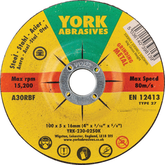 100x5x16 A30RBF DPC GRINDING DISC, T27