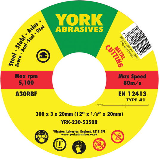 300x3x20mm A30RBF FLAT CUTTING DISC T41 รหัส YRK2305350K