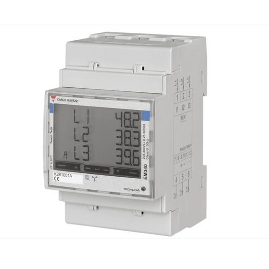 Carlo Gavazzi EM340  Energy Meter 3 Phase LCD  Code EM340DINAV23XS1PFB