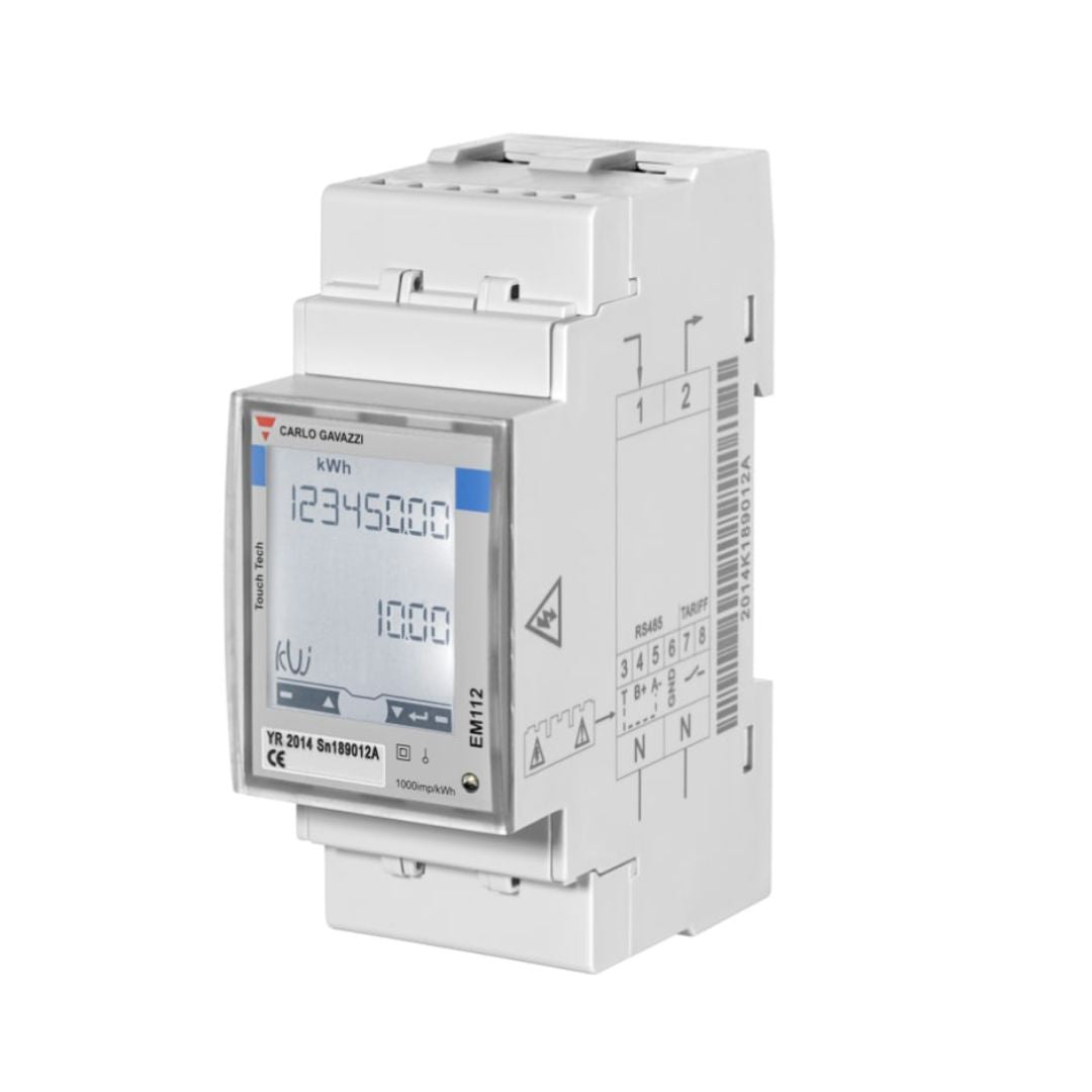 Carlo Gavazzi EM112  Energy Meter 1 Phase LCD  Code EM112DINAV01XO1X