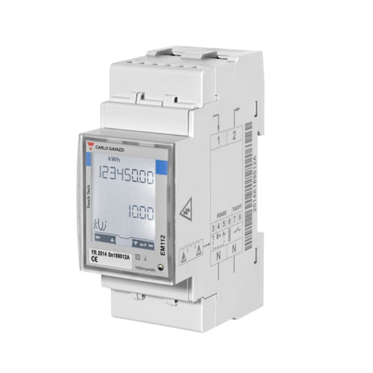 Carlo Gavazzi EM112  Energy Meter 1 Phase LCD  Code EM112DINAV01XO1X