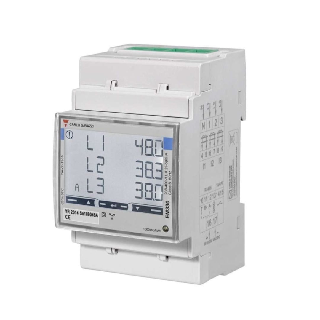 Carlo Gavazzi EM330  Energy Meter 3 Phase LCD  Code EM330DINAV53HM1PFB