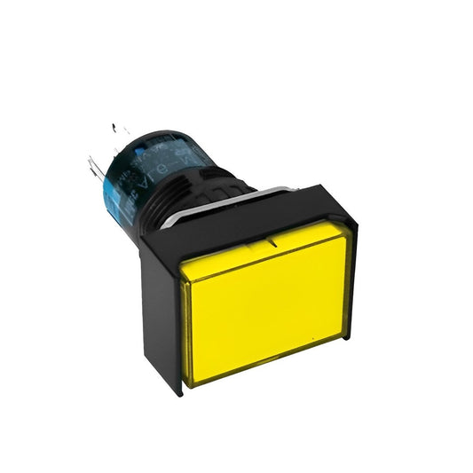 สวิทช์ปุ่มกด IDEC Switch สวิทช์กดเด้งมีไฟ 16 มม AL6H-M24Y(2NO+2NC) สีเหลือง