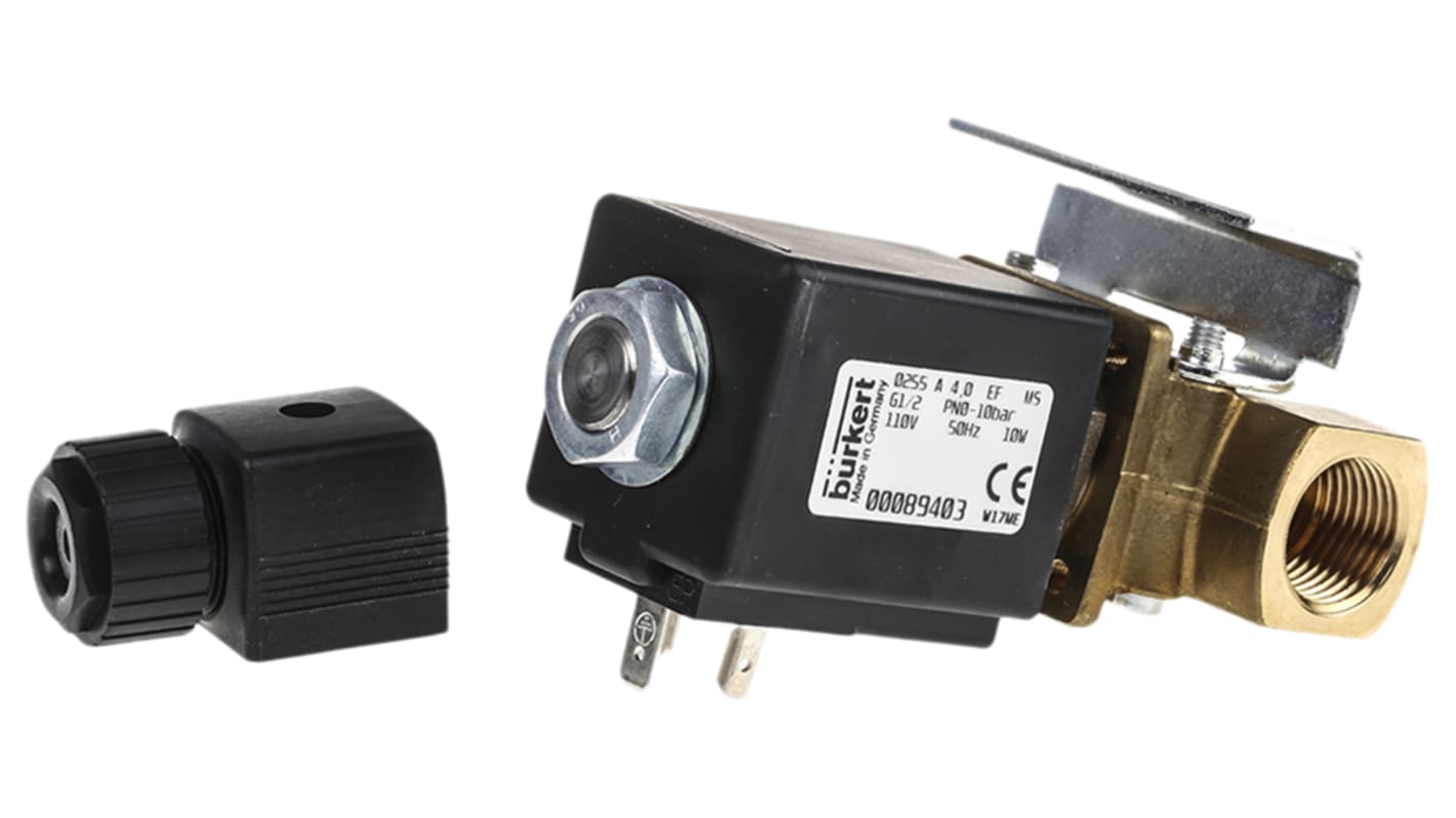 Burkert Solenoid Valve 089403, 2 port(s) , NC, 110 V ac, 1/2inRS Stock No.:439-228หมายเลขชิ้นส่วนของผู้ผลิต / Mfr. Part No.:089403