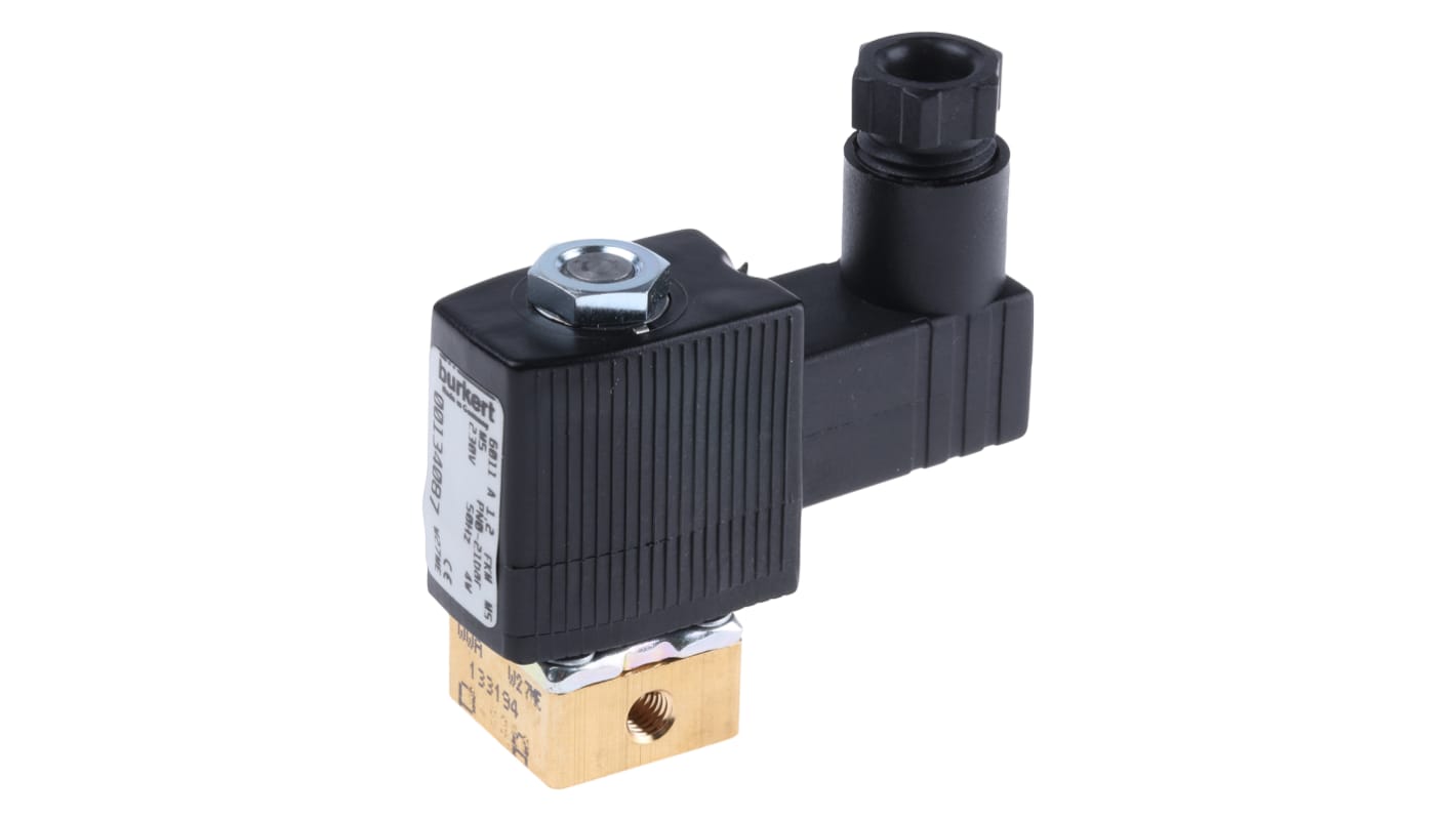 Burkert Solenoid Valve 134087, 2 port(s) , NC, 230 V ac, M5RS Stock No.:313-1961หมายเลขชิ้นส่วนของผู้ผลิต / Mfr. Part No.:134087