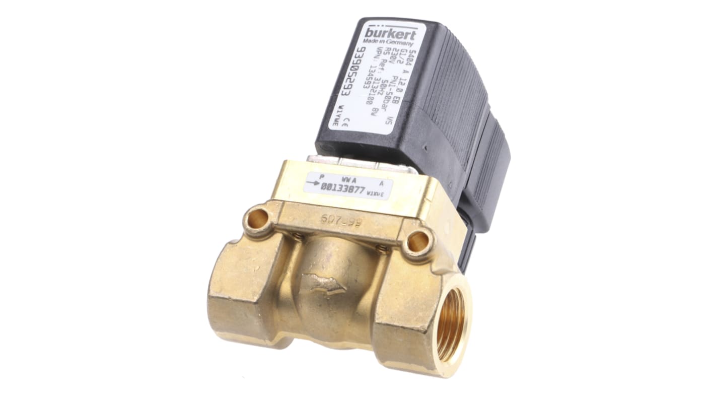 Burkert Solenoid Valve 134593, 2 port(s) , NC, 230 V ac, 1/2inRS Stock No.:313-2100หมายเลขชิ้นส่วนของผู้ผลิต / Mfr. Part No.:134593