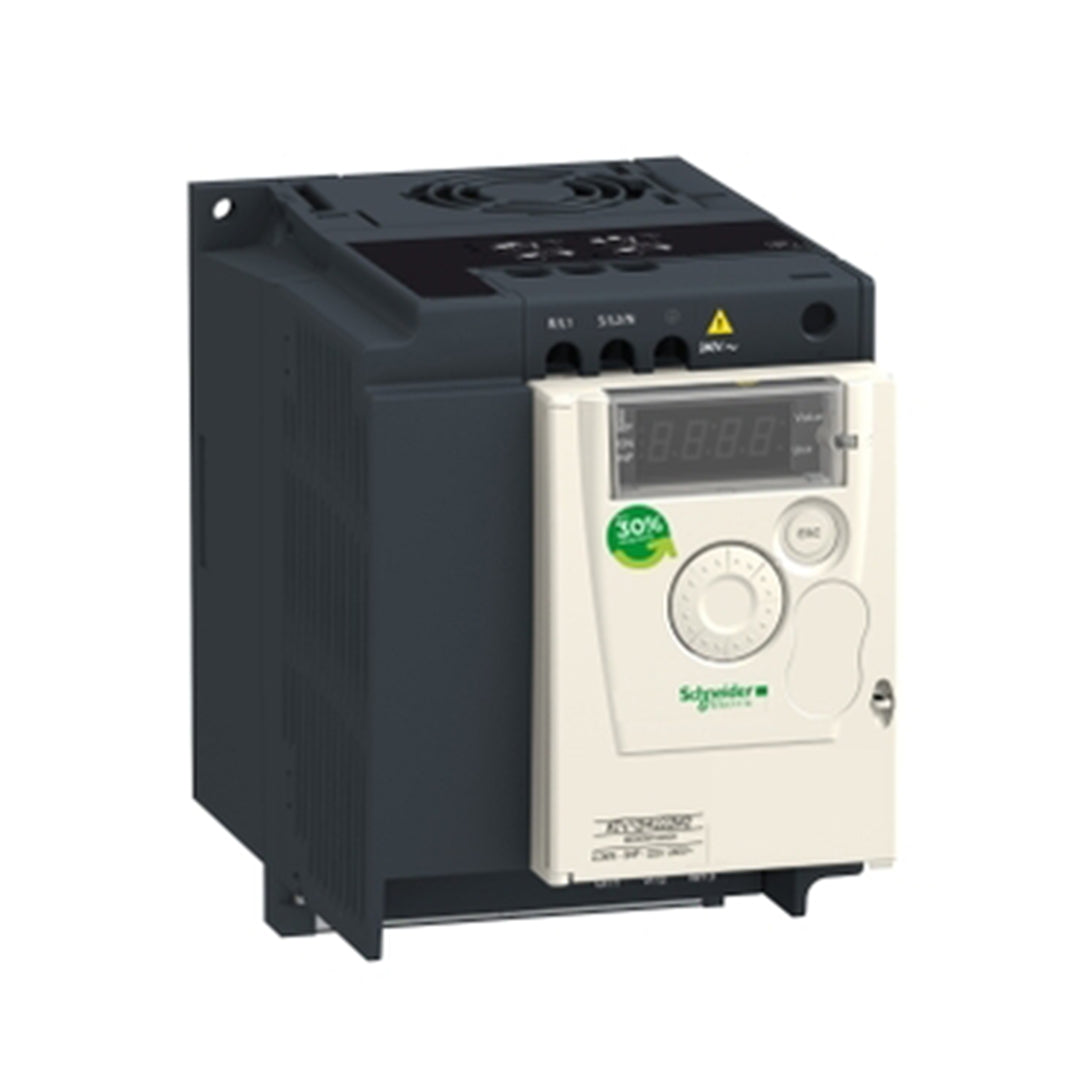 Soft Start Schneider-Altivar 12 single-phase input voltage 200 - 240 V AC is used with three-phase motors.