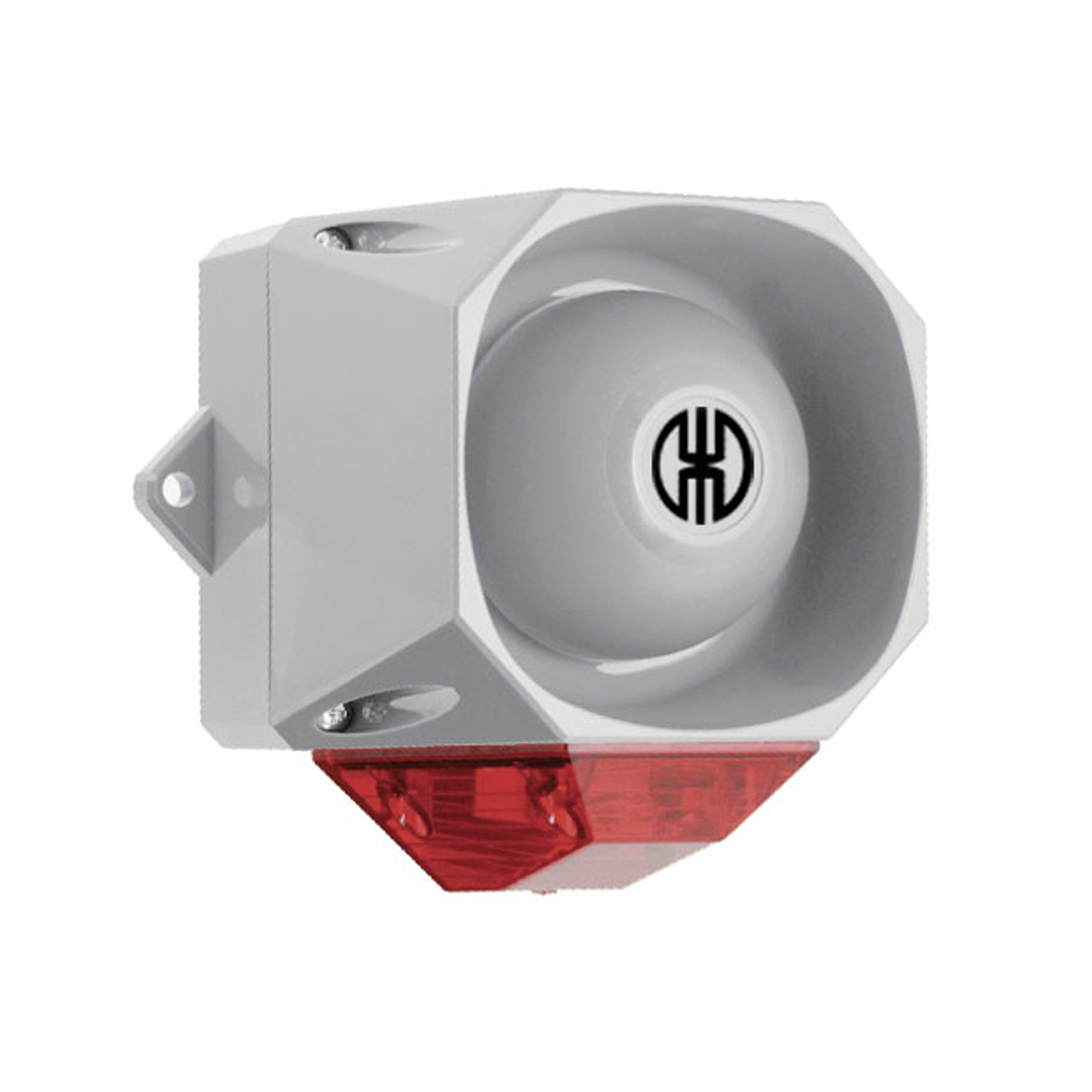 ไฟไซเรน LED 115-230VAC GY/RD ,สีแดง Flash/Sounder Werma 439.110.68