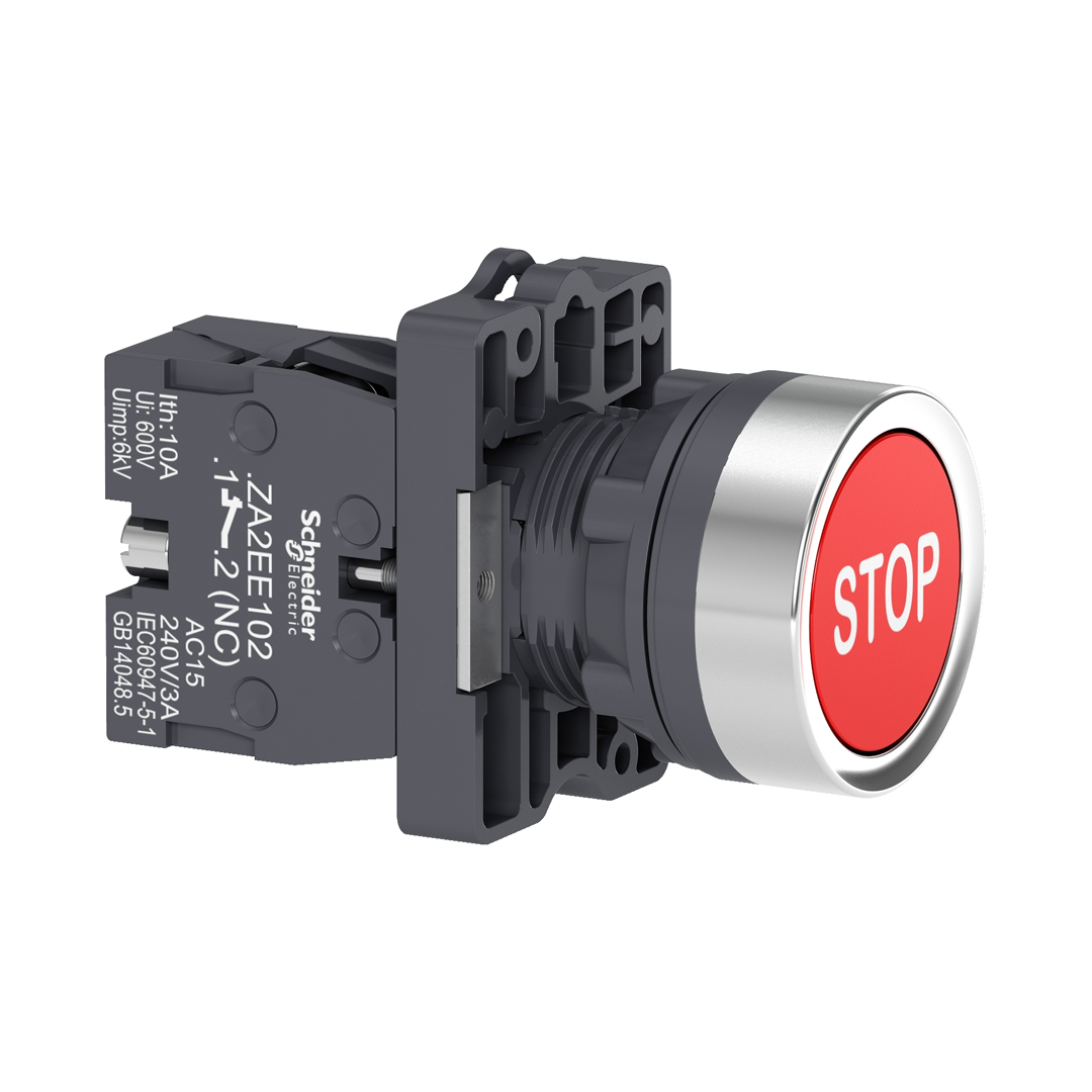 Push button switch Schneider XA2 (สวิตซ์ปุ่มกดหัวเรียบ-กดเด้งกลับ)