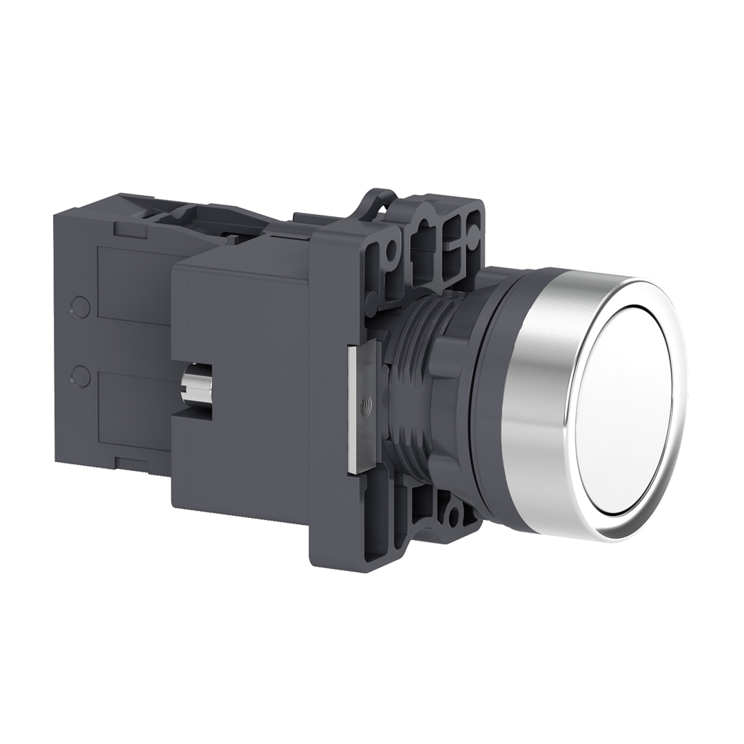 Push button switch Schneider XA2 (สวิทช์ปุ่มกดมีไพลอตแลมป์ หัวเรียบ - กดเด้งกลับ) 24V (50/60Hz)