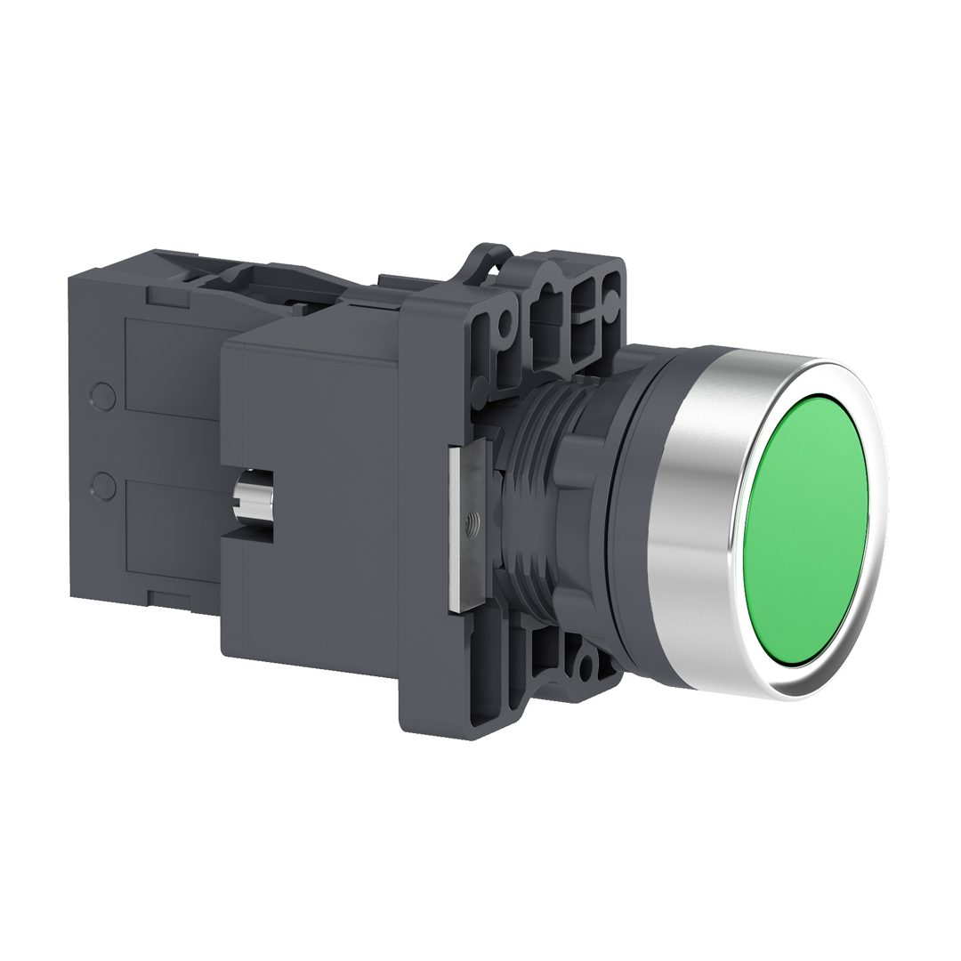 Push button switch Schneider XA2 (สวิทช์ปุ่มกดมีไพลอตแลมป์ หัวเรียบ - กดเด้งกลับ) 24V (50/60Hz)