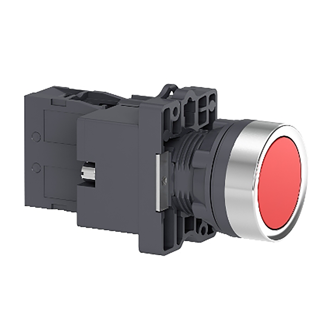 Push button switch Schneider XA2 (สวิทช์ปุ่มกดมีไพลอตแลมป์ หัวเรียบ - กดเด้งกลับ) 24V (50/60Hz)