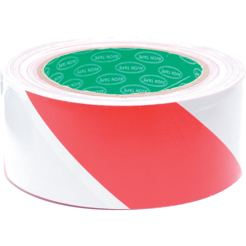 50mm x 33m RED/WHITE HAZARDMARKING TAPE