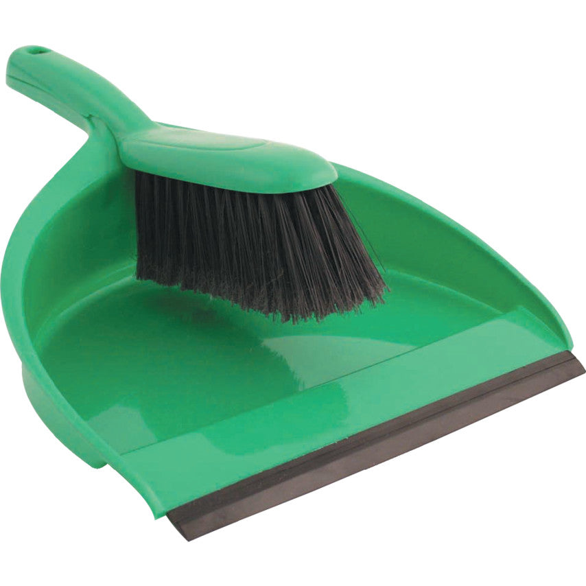 PLASTIC DUSTPAN & STIFF BRUSH SETGREEN