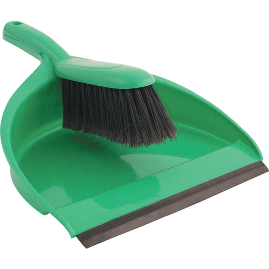 PLASTIC DUSTPAN & STIFF BRUSH SETGREEN