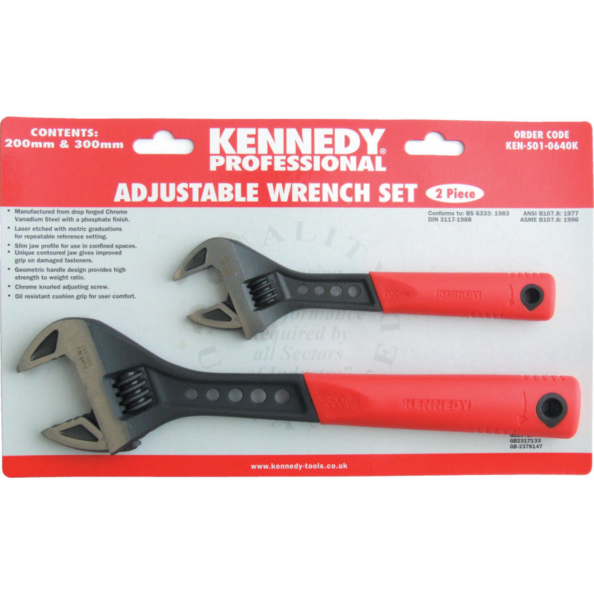 8"/12" SOFT GRIP PHOSPHATE FINISHADJ. WRENCH SET