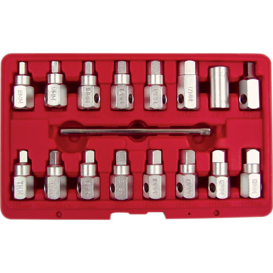 OIL DRAIN PLUG KEY SET 3/8 นิ้ว SQ. DR. (17-PCE)