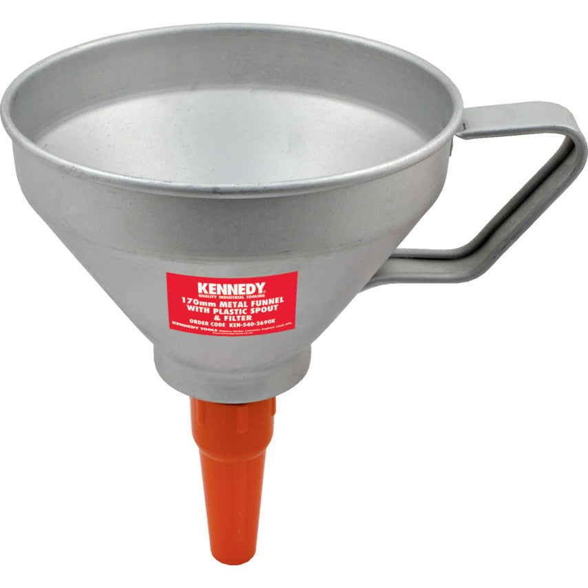 170mm METAL FUNNEL +PLASTIC SPOUT C/W FILTER