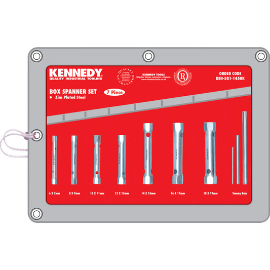 7-PCE BOX SPANNER SET 6-19mm C/W TOMMY BARS