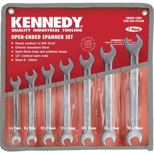 6-19mm CV OPEN END SPANNER SET 7PC