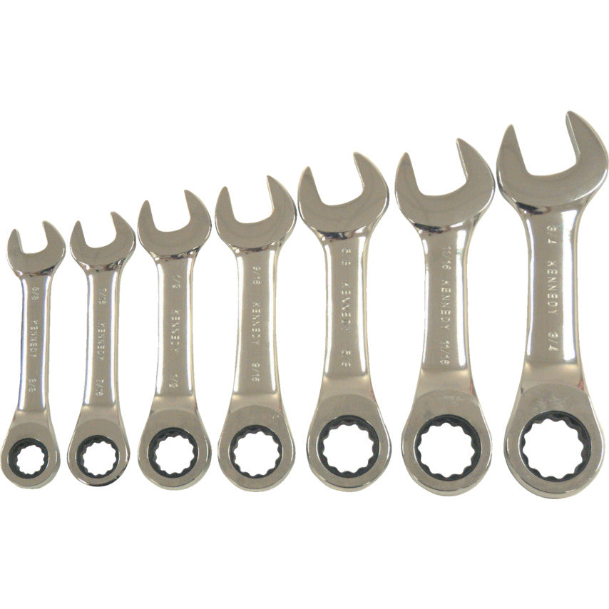 3/8"-3/4" AF RATCHET COMBINATIONSPANNER SET 7PC