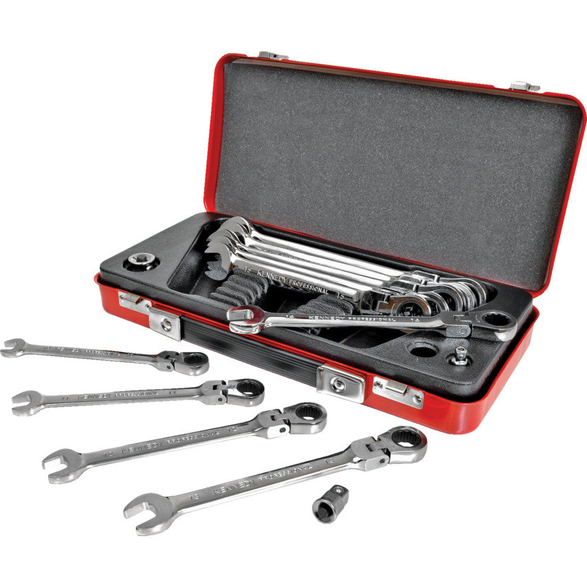 10-19mm FLEX HEAD RATCHET SPANNERSET 13PC