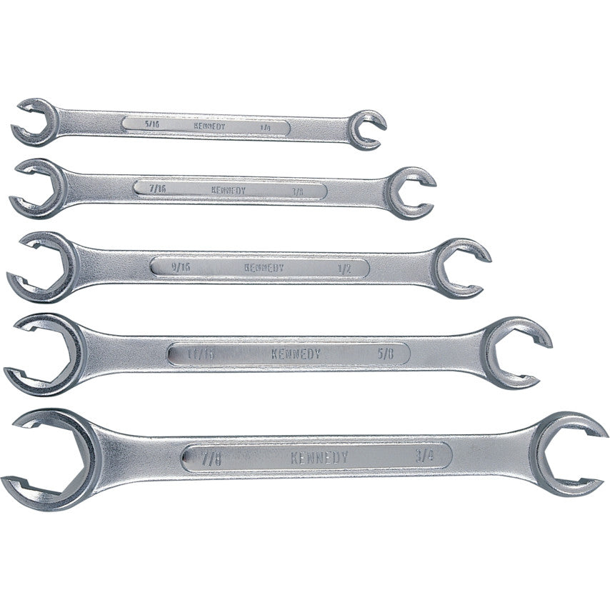 1/4"-7/8"A/F FLARE NUT RINGSPANNER SET 5PC