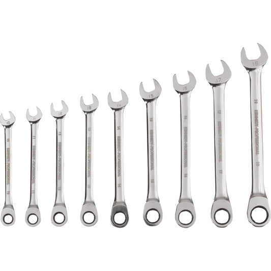 10-19mm RATCHET COMBINATIONSPANNER SET 9PC