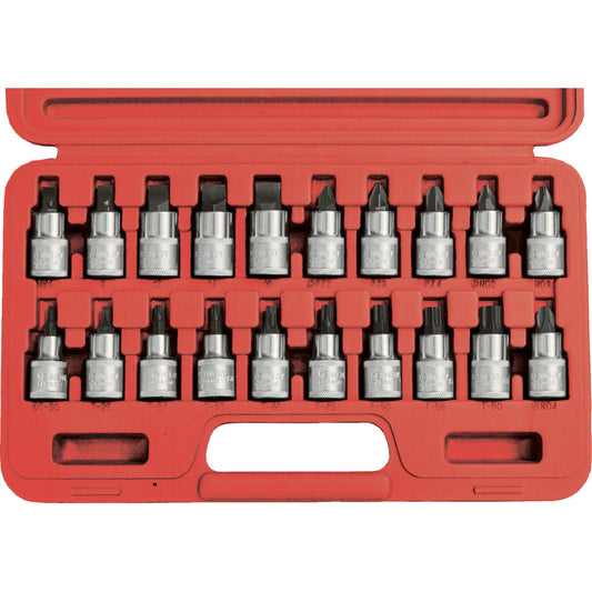 MECH TORX & S/DRIVE BIT SET 1/2"SQ DR 20 PC