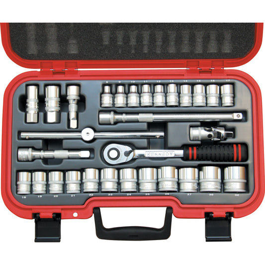 MM SINGLE HEX SOCKET SET1/2" SQ DR 30PC