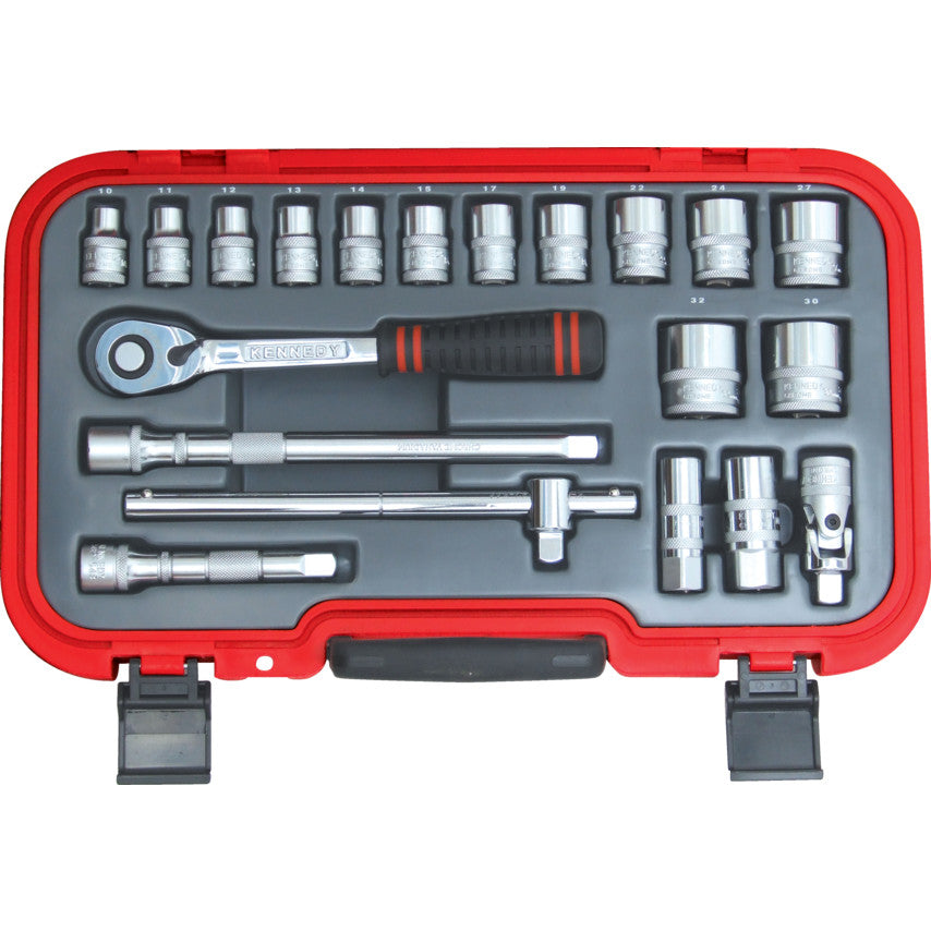 METRIC SOCKET SET 20PC 1/2" SQ DR