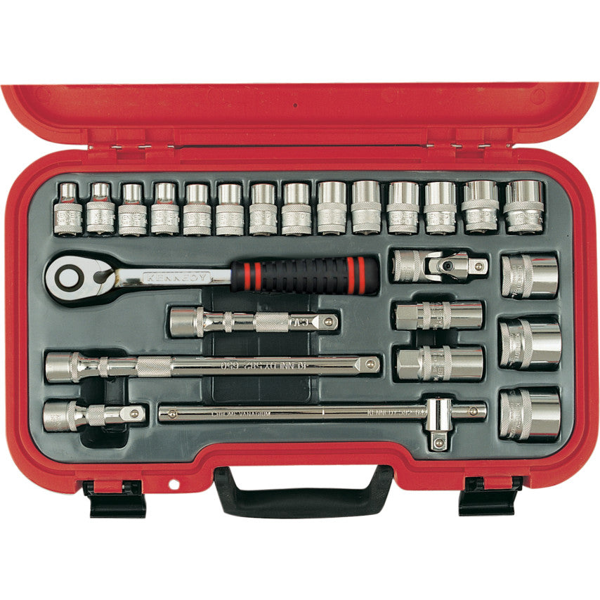 METRIC SOCKET SET 25PC 1/2" SQ DR