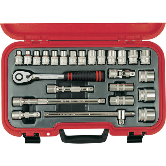 METRIC SOCKET SET 25PC 1/2" SQ DR