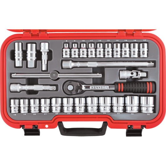 METRIC 30PC KEN-GRIP SOCKET SET1/2" SQ DR