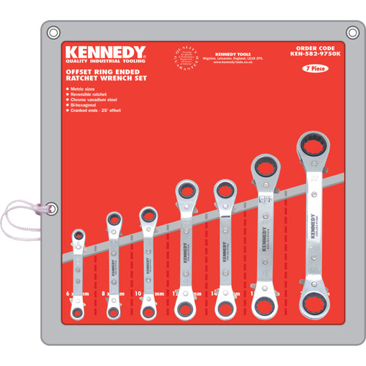 7PC 6-22mm OFFSET RATCHET RINGSPANNER SET