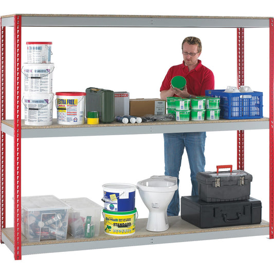 HEAVY DUTY SHELVING 1980X900X6003LEVELS, RED UP