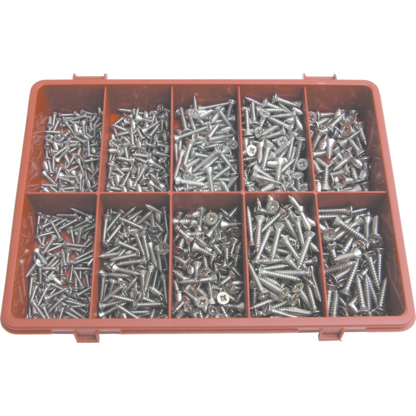 POZI C/SUNK SELF TAPPING SCREW KIT A2 AVG-900PC