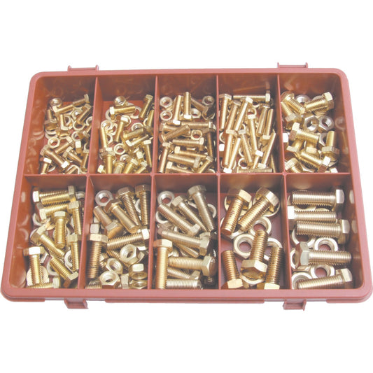 METRIC HEX HEAD SET, NUT &WASHERKIT BRASS AVG-110PC