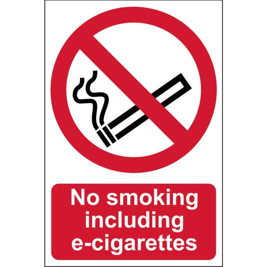 NO SMOKING INCLUDING E-CIGARETTES200x300mm RIGID