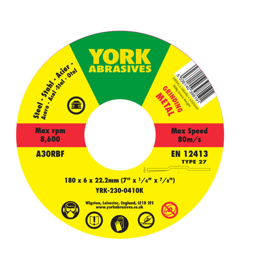 180x6x22.23 A30RBF DPC GRINDING DISC, T27